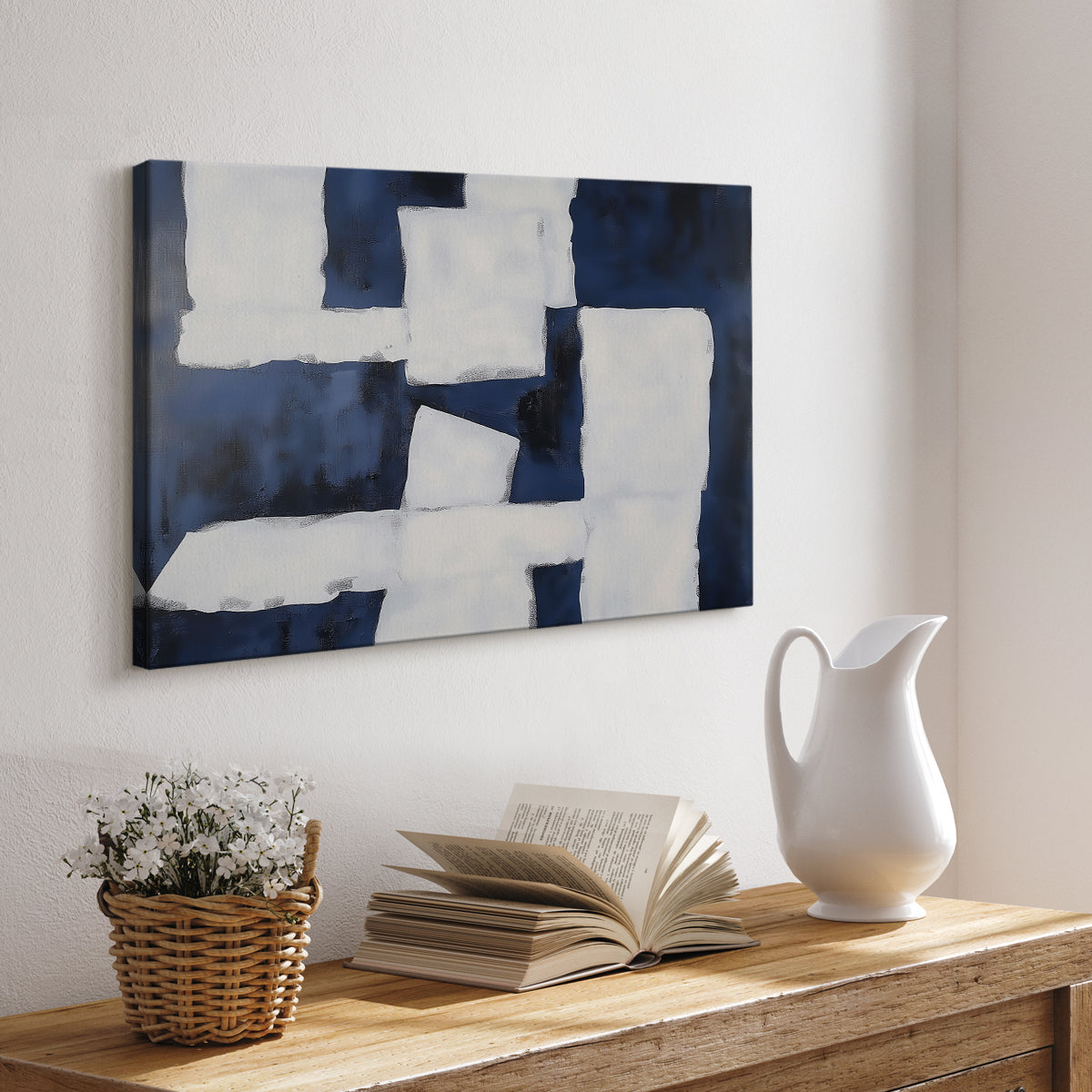 Blue and White Abstract XCV - Canvas Art Print