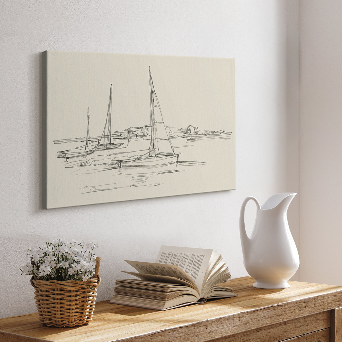 Coastal Contour Sketch I - Canvas Art Print