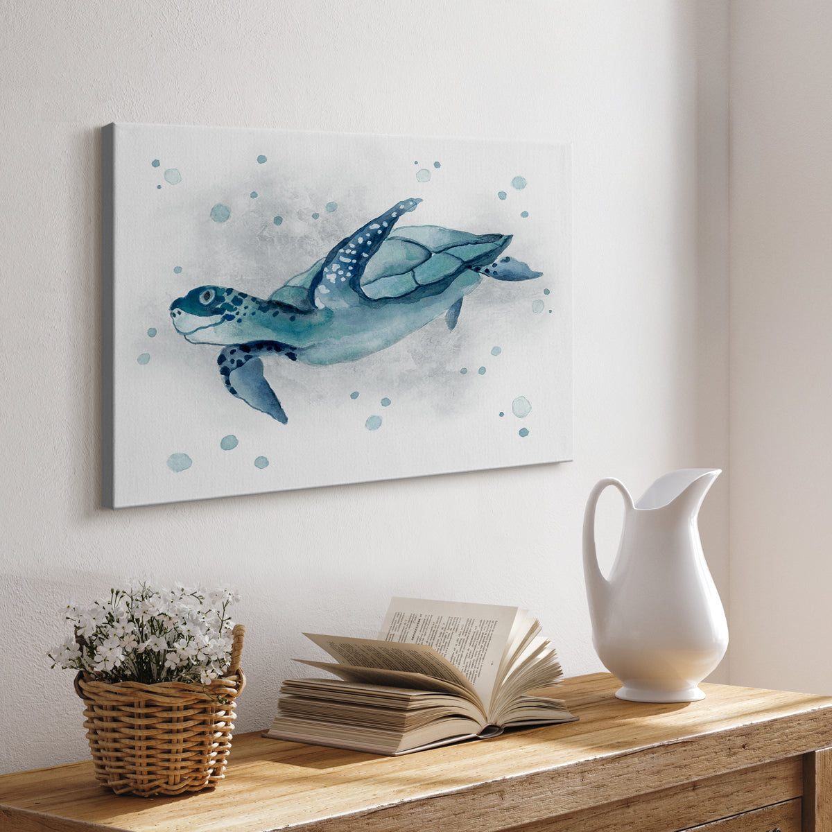 Blue Turtle II - Canvas Art Print