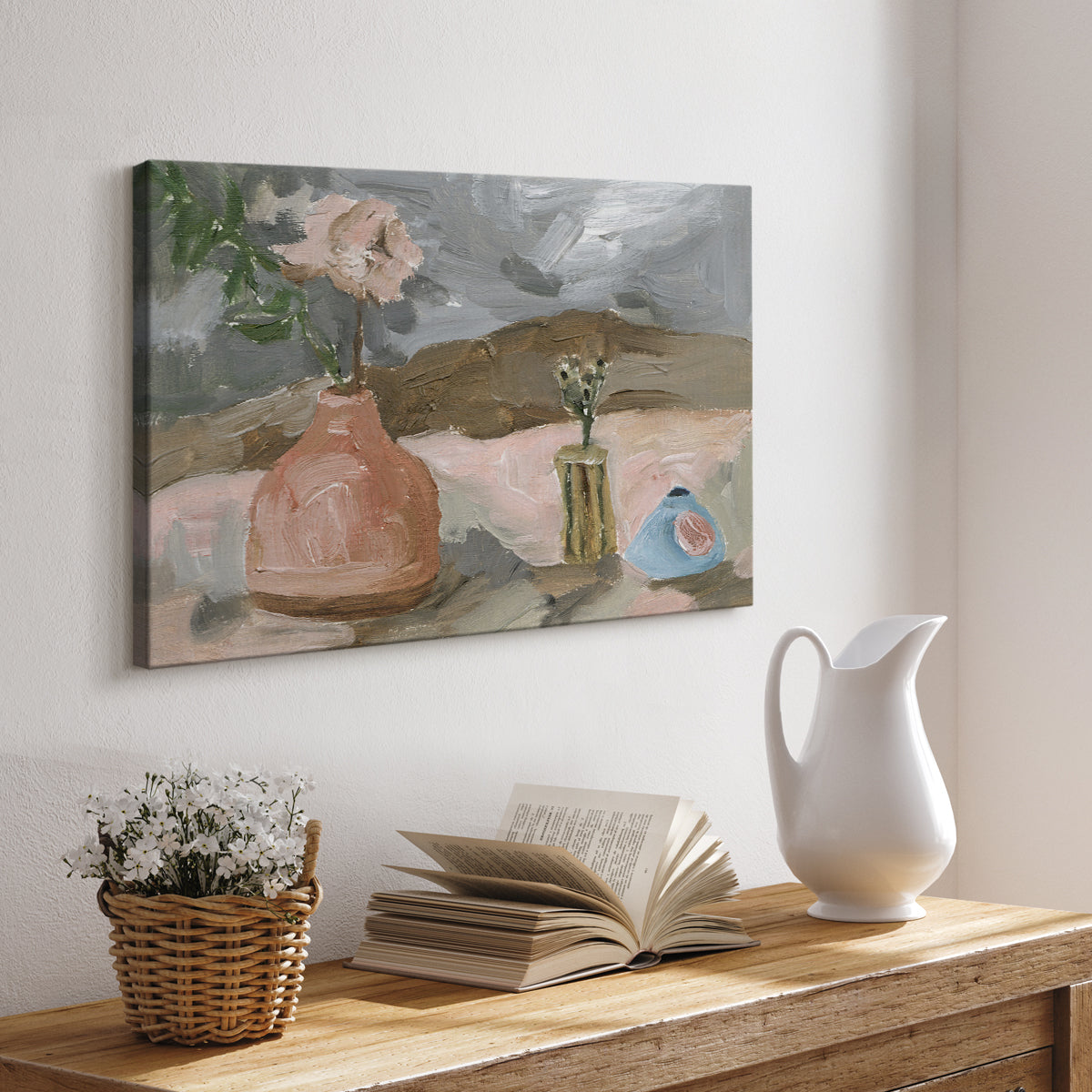 Vase of Pink Flowers I - Canvas Art Print