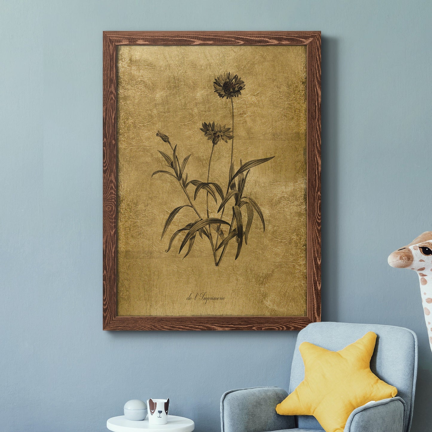 Gold Sketch Botanical I - Premium Canvas Framed in Barnwood - Ready to Hang