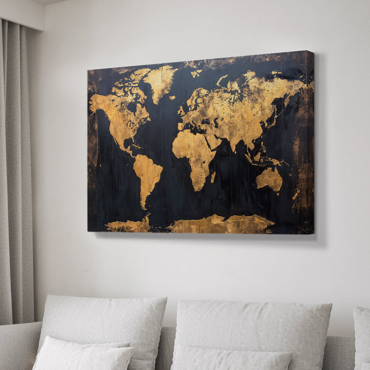 Gold and Navy Map V - Canvas Art Print