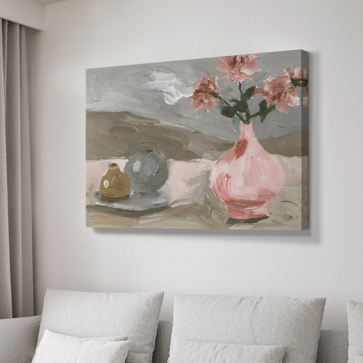 Vase of Pink Flowers VI - Canvas Art Print