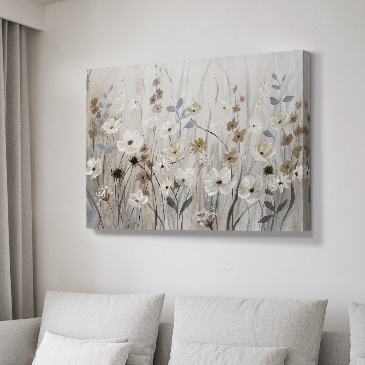 Misty Meadow Field - Canvas Art Print