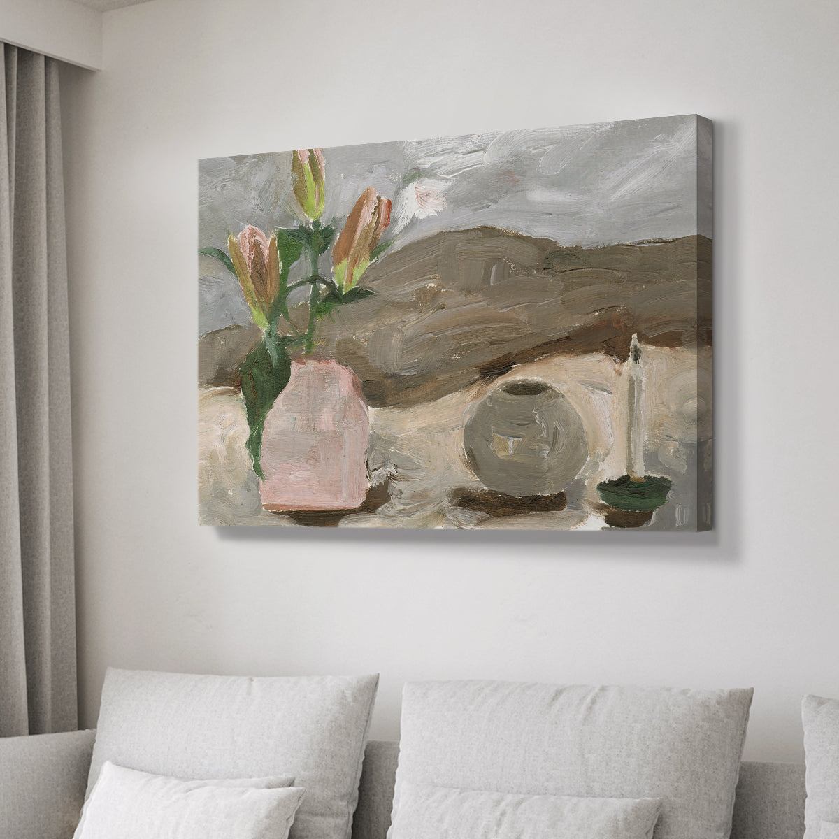 Vase of Pink Flowers V - Canvas Art Print