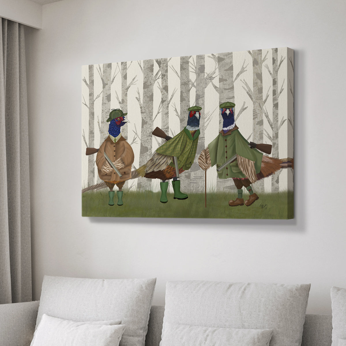 Pheasant Shooting Party Group 2 - Canvas Art Print
