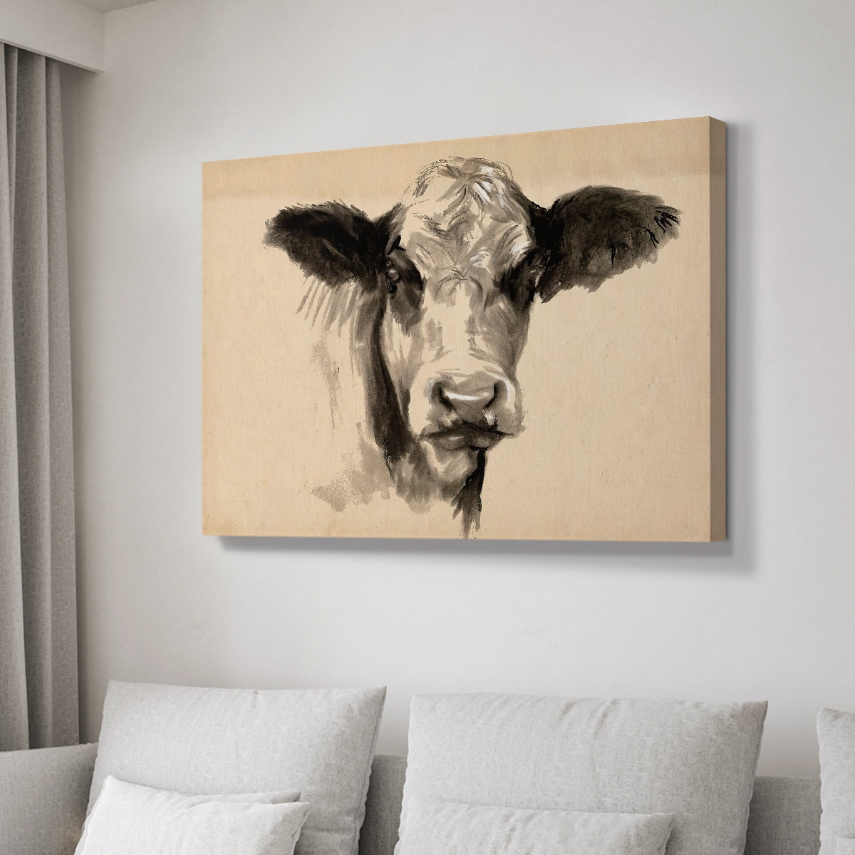 Charcoal Cow II - Canvas Art Print