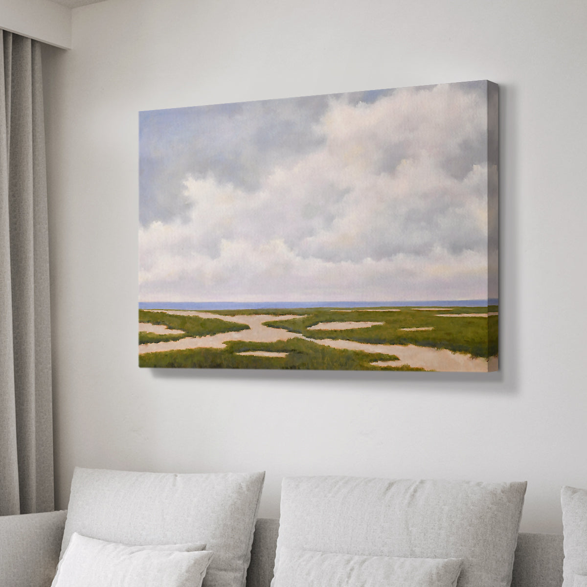 Cloudy Distant Beach Horizon - Canvas Art Print