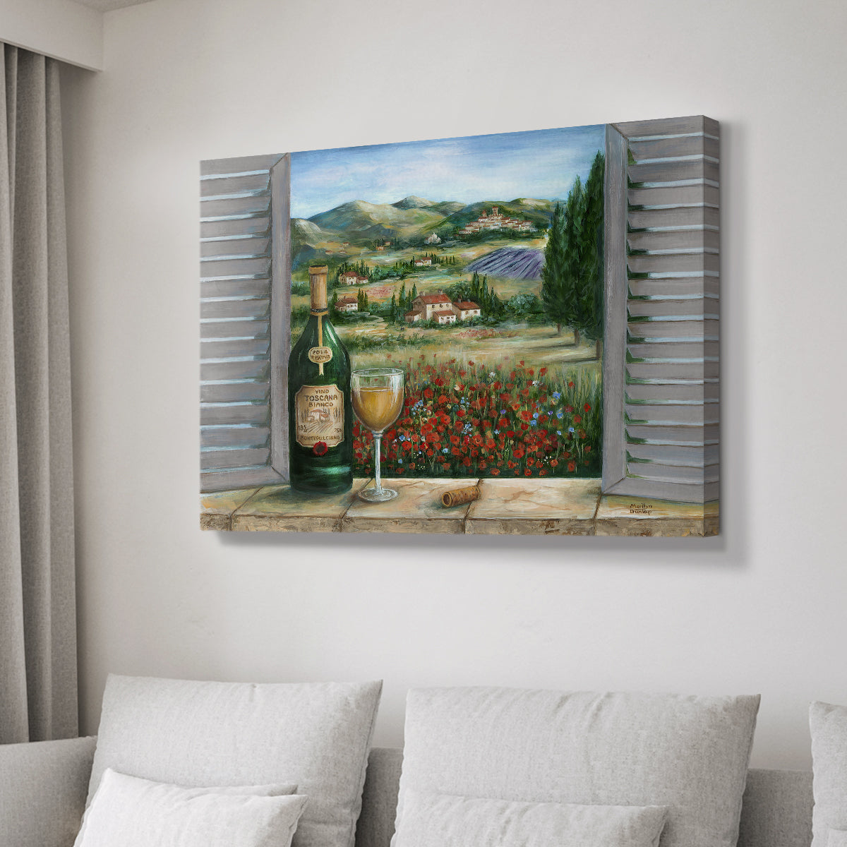 Tuscan White and Poppies - Canvas Art Print