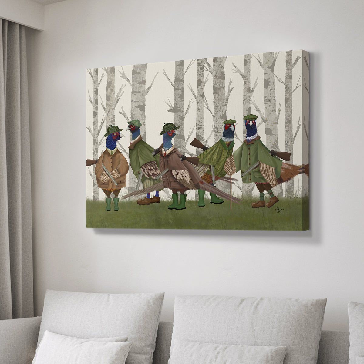 Pheasant Shooting Party Group 3 - Canvas Art Print