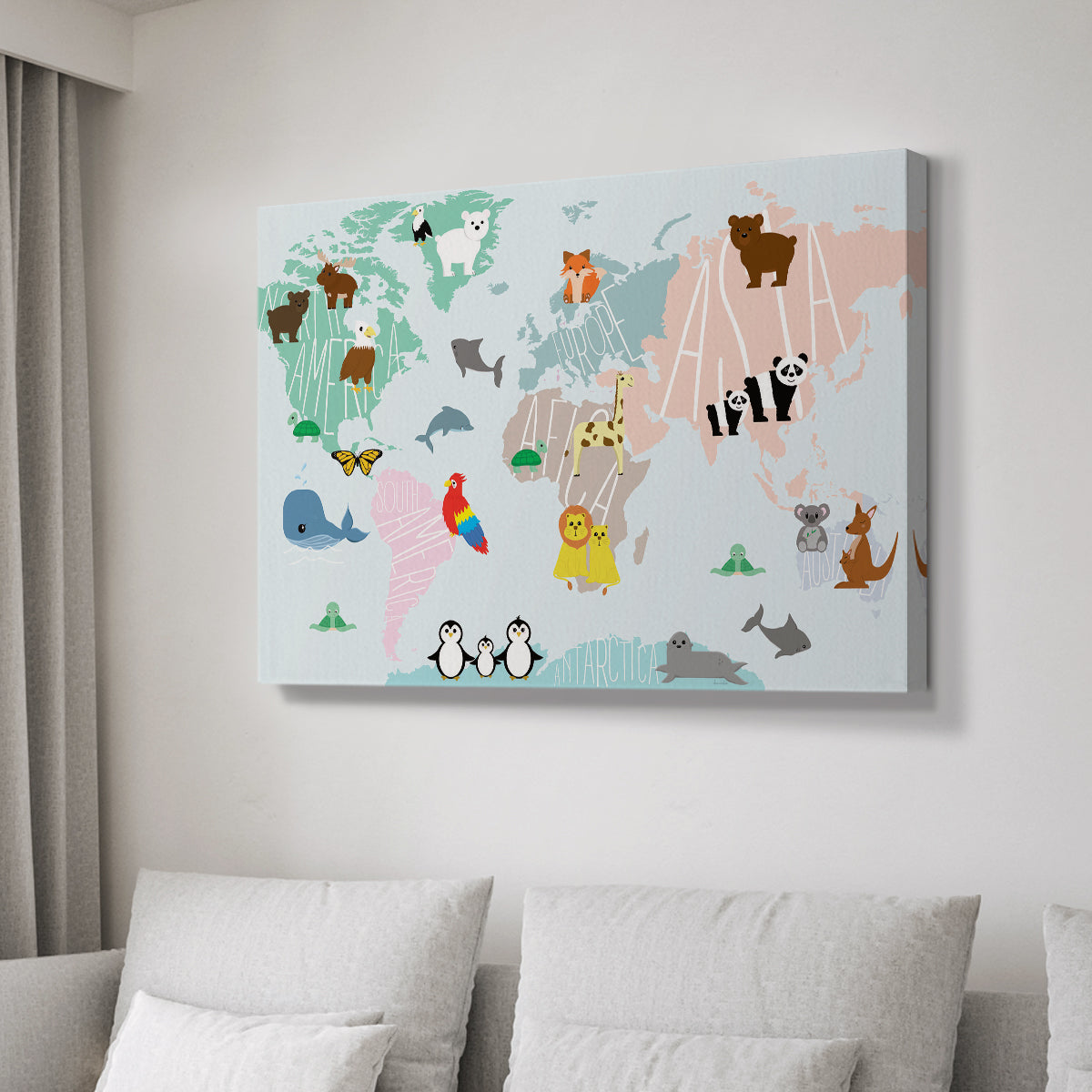 Animal Map - Canvas Art Print