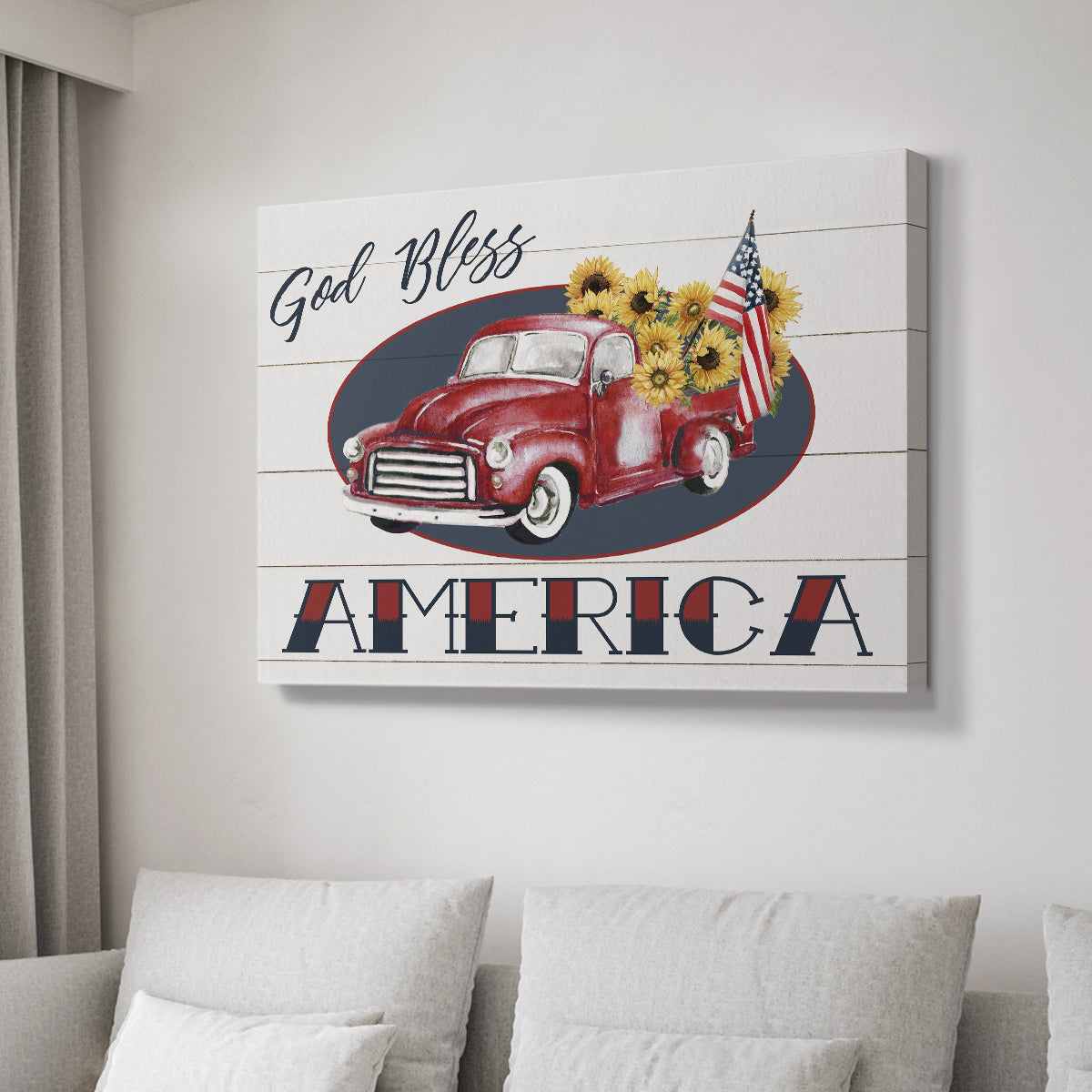 God Bless America Truck - Canvas Art Print