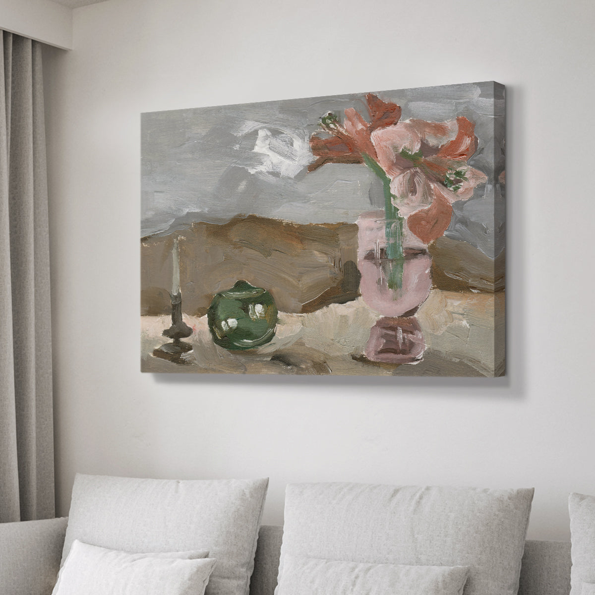 Vase of Pink Flowers II - Canvas Art Print