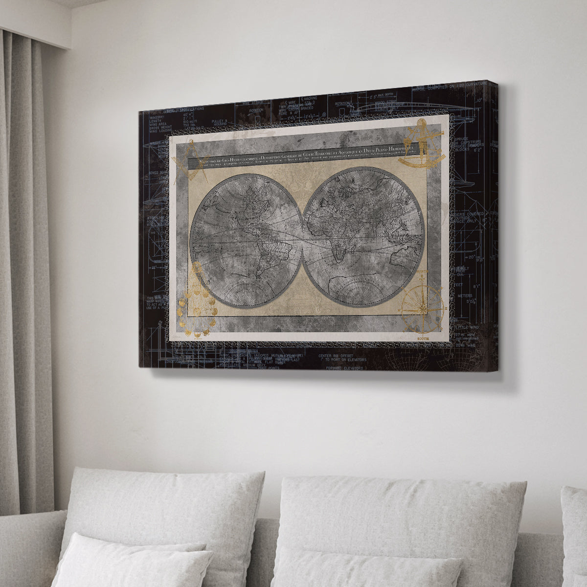 Night World Blueprint - Canvas Art Print
