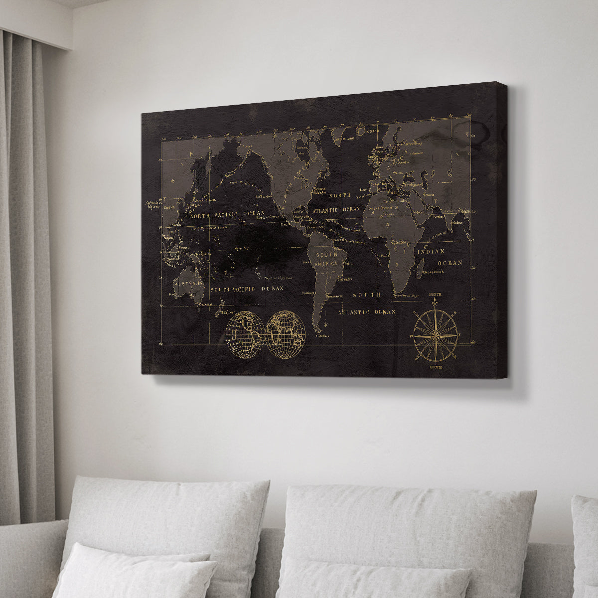 Black Gold Map - Canvas Art Print