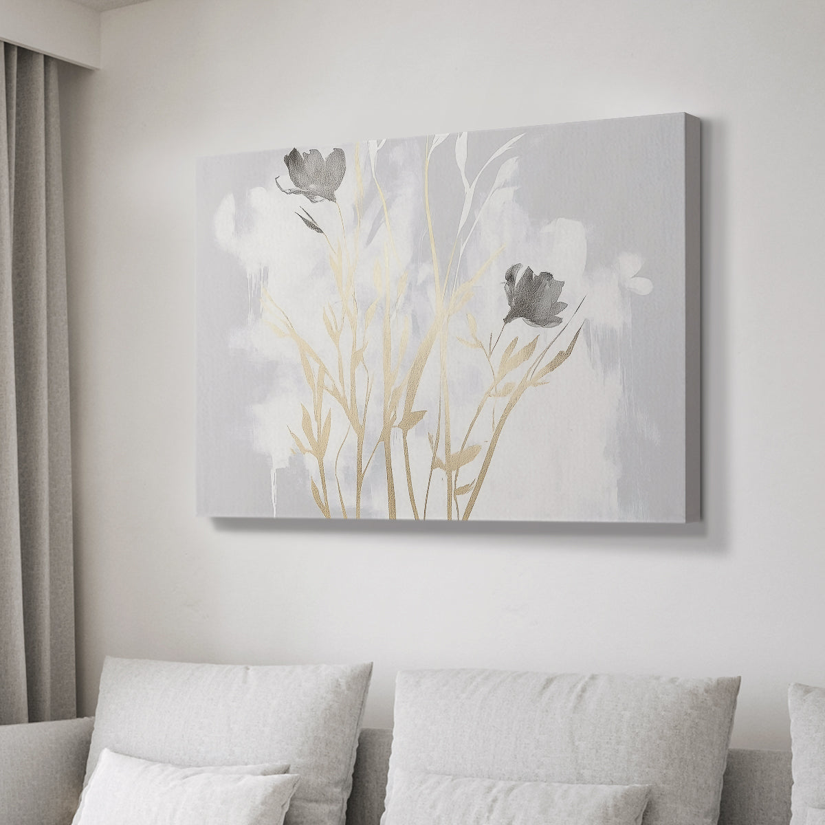 Grey Floral Painting XCIV - Canvas Art Print