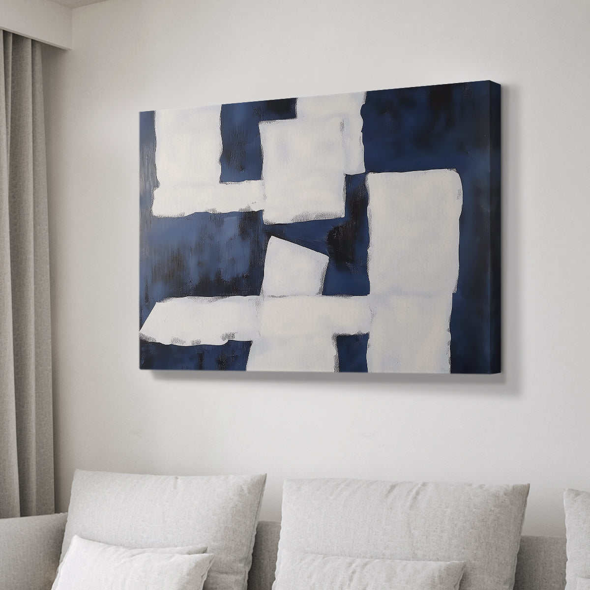 Blue and White Abstract XCV - Canvas Art Print