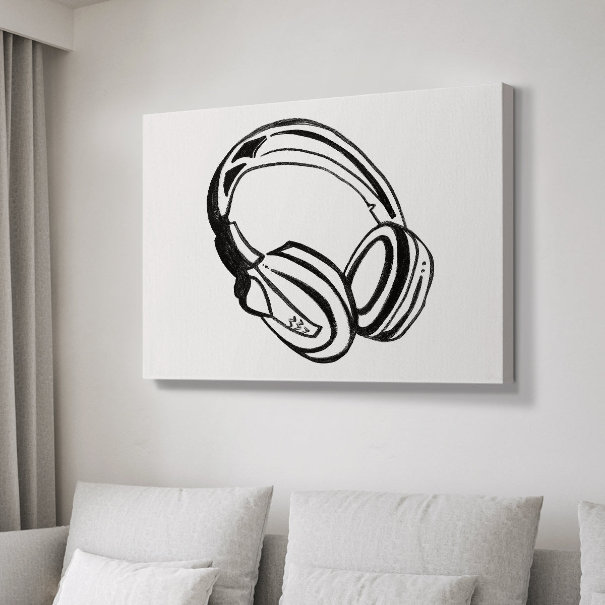Headphones Sketch - Canvas Art Print
