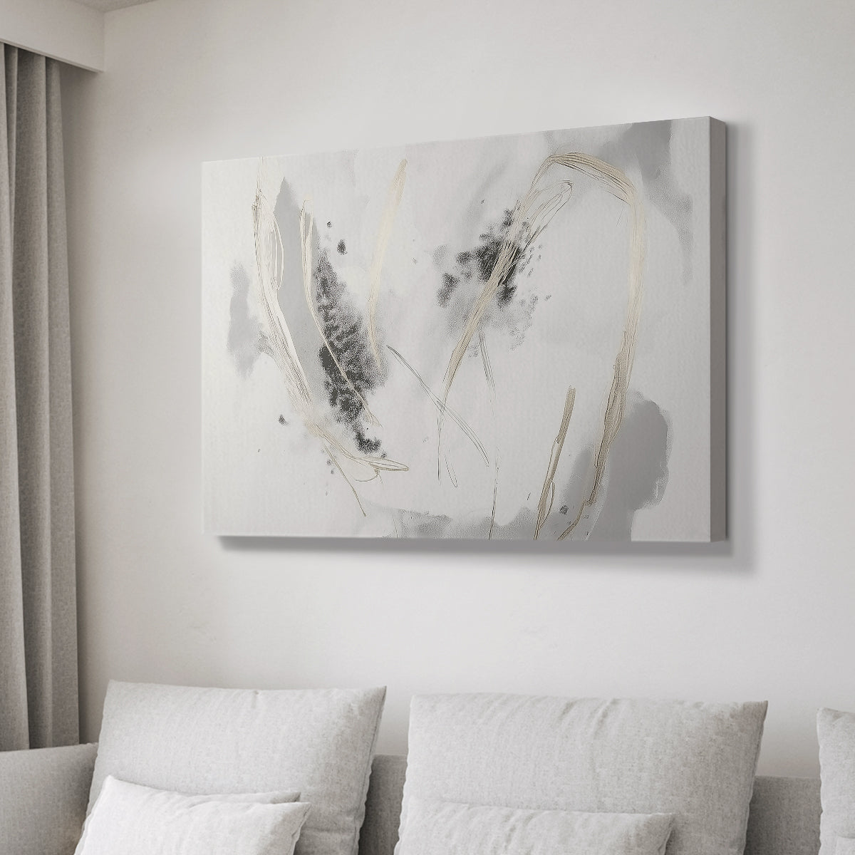 Grey Brushstrokes CXVI - Canvas Art Print