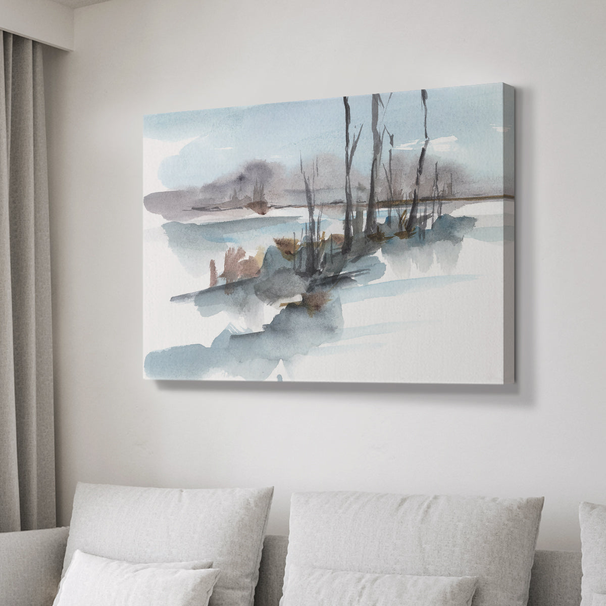 Winter Stream Watercolor I - Canvas Art Print