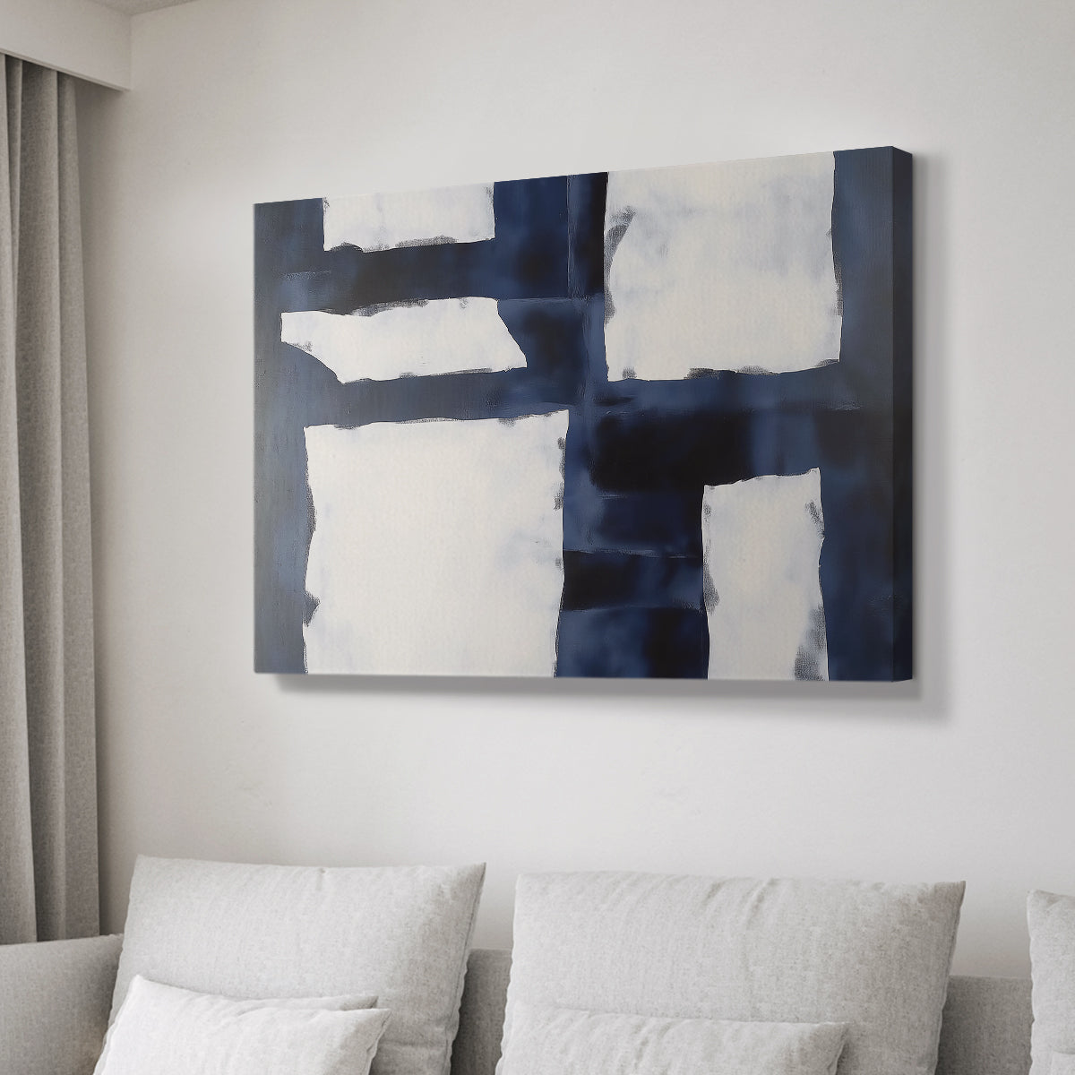 Blue and White Abstract XCIV - Canvas Art Print