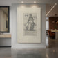Canvas art print of a monochrome engraving of a prophet figure with fine linework and detail displayed as a statement piece in a spacious interior.