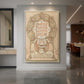 Canvas art print of an Art Nouveau illustration of a symbolic female figure with ornate decorative elements displayed as a statement piece in a spacious interior.