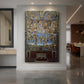 Canvas art print of a Renaissance fresco of many figures in a dramatic, structured composition displayed as a statement piece in a spacious interior.