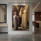 Canvas art print of a classical scene of women gathered in a softly lit interior setting displayed as a statement piece in a spacious interior.