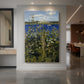 Canvas art print of a natural landscape with tall wild angelica plants and delicate white blooms displayed as a statement piece in a spacious interior.
