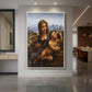 Canvas art print of a Renaissance scene of the Madonna and child with a yarnwinder in a soft landscape displayed as a statement piece in a spacious interior.