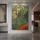Canvas art print of an expressionist landscape with bold colors and simplified forms in a southern setting displayed as a statement piece in a spacious interior.