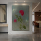 Canvas art print of a still life of roses arranged with soft light and muted background displayed as a statement piece in a spacious interior.