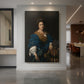 Canvas art print of a Renaissance portrait of a woman with a young attendant in a refined setting displayed as a statement piece in a spacious interior.