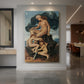 Canvas art print of a symbolic scene of two intertwined figures representing sleep and death displayed as a statement piece in a spacious interior.