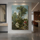 Canvas art print of a Rococo garden scene of two figures meeting in a secluded landscape displayed as a statement piece in a spacious interior.
