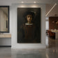 Canvas art print of a Baroque portrait of a young boy with soft light and warm tones displayed as a statement piece in a spacious interior.