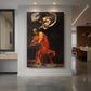 Canvas art print of a Baroque scene of Saint Matthew receiving divine inspiration from an angel displayed as a statement piece in a spacious interior.