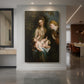 Canvas art print of a Baroque religious scene of the Virgin and Child with Saint Catherine displayed as a statement piece in a spacious interior.