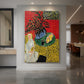 Canvas art print of a fauvist interior scene with a black fern and patterned decorative background displayed as a statement piece in a spacious interior.