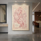 Canvas art print of an Art Nouveau illustration of a woman symbolizing spring with soft floral details displayed as a statement piece in a spacious interior.