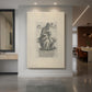 Canvas art print of a monochrome engraving of a contemplative prophet with fine line detail displayed as a statement piece in a spacious interior.