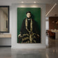 Canvas art print of a Victorian portrait of a woman in dark attire with composed expression displayed as a statement piece in a spacious interior.