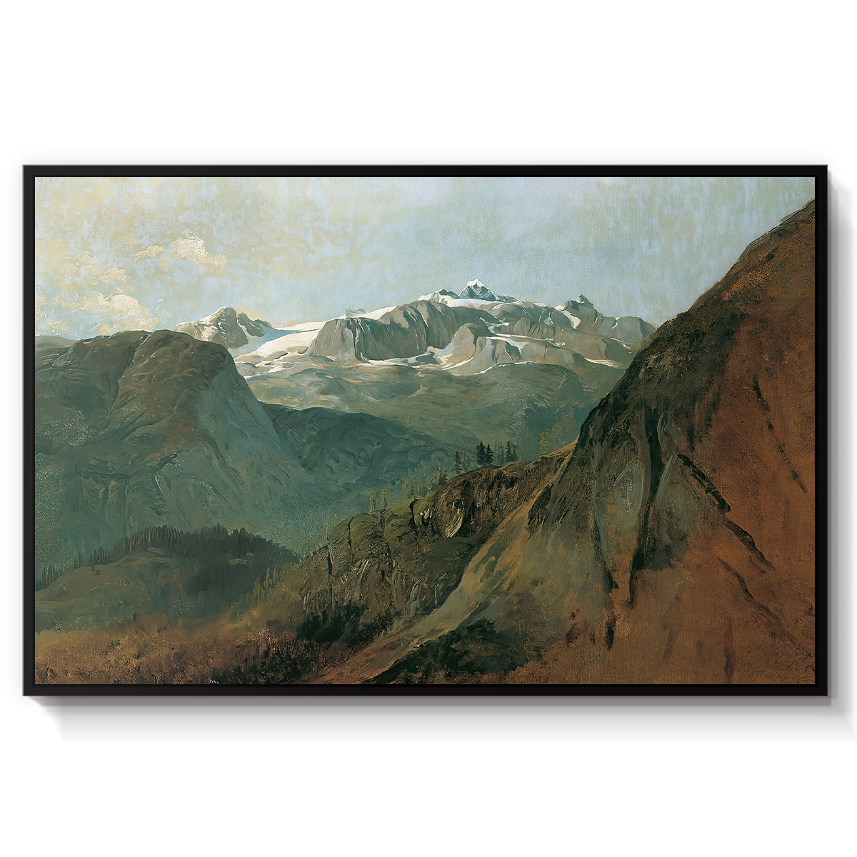 The Dachstein from the Plassen near Hallstatt, 1827 - Floater Framed Canvas Print
