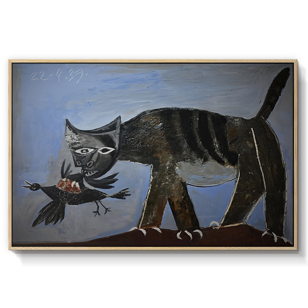Cat Catching a Bird, 1939 - Floater Framed Canvas Print