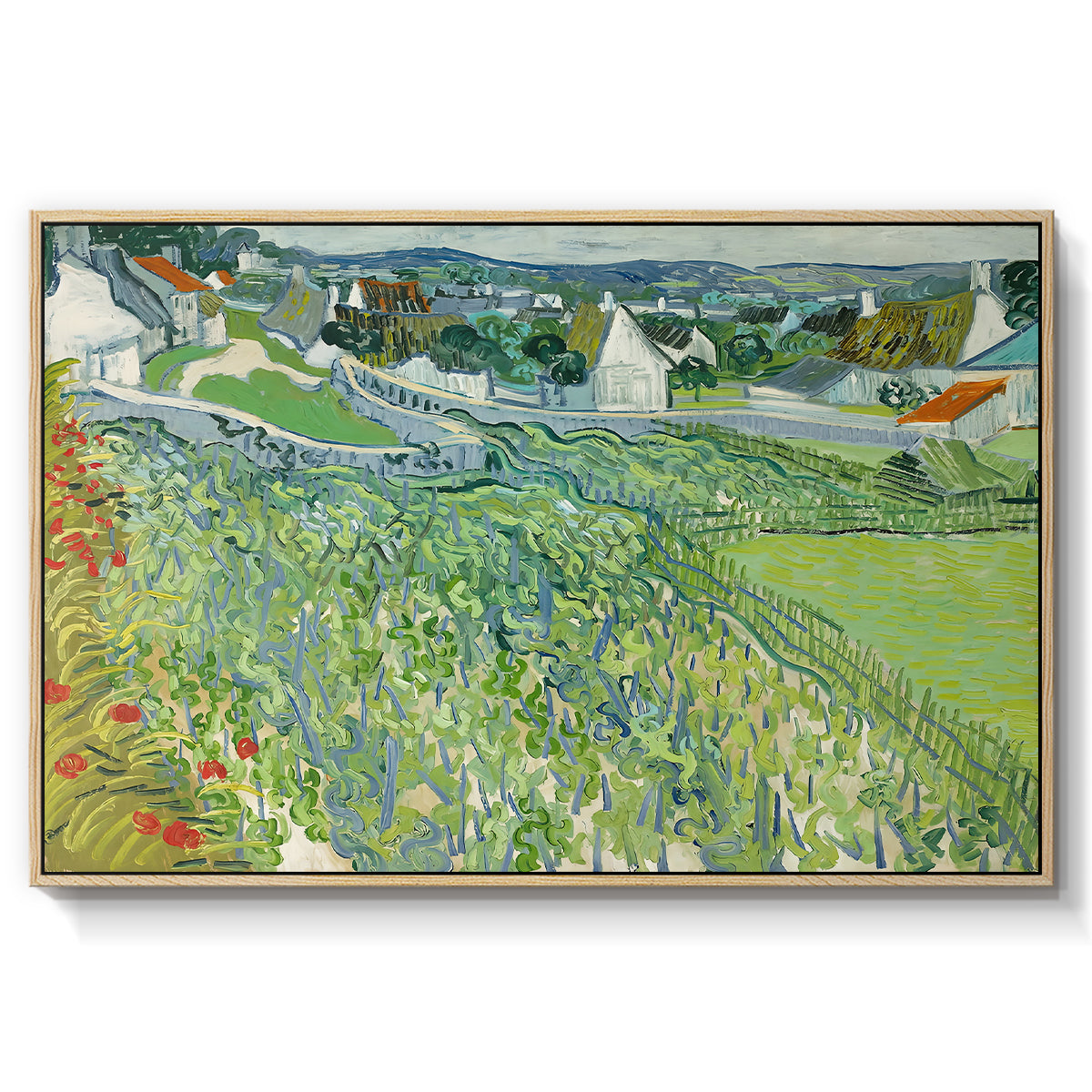 Vineyards at Auvers, 1890 - Floater Framed Canvas Print