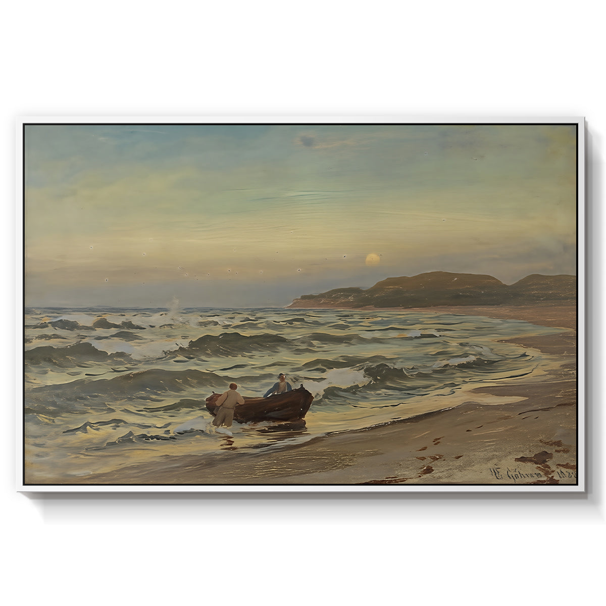 Storm at Rügen, 1882 - Floater Framed Canvas Print