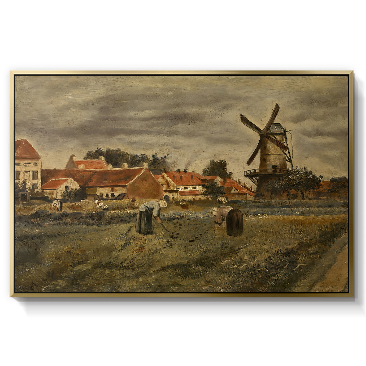 The Potato Harvest, c. 1875 - Floater Framed Canvas Print