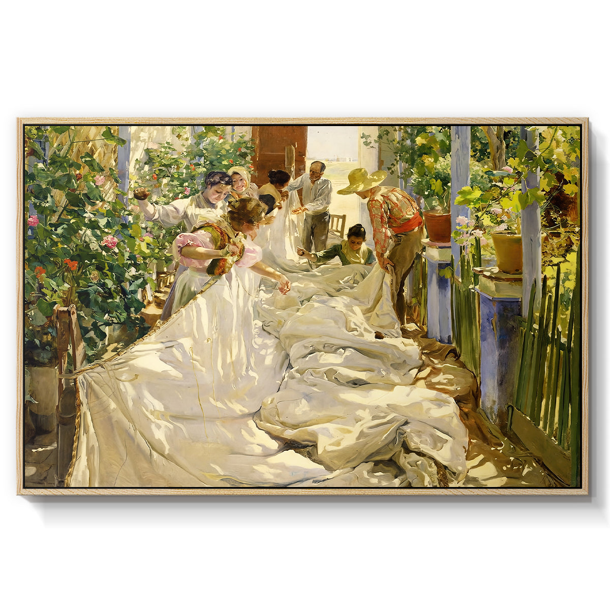 Sewing the Sail, 1896 - Floater Framed Canvas Print