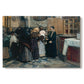 Canvas art print portraying figures gathered indoors kissing religious relic in ceremonial setting, set against a white background
